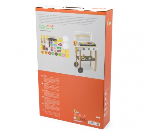 VIGA Duży Drewniany Grill dla Dzieci + 47  Akcesoriów