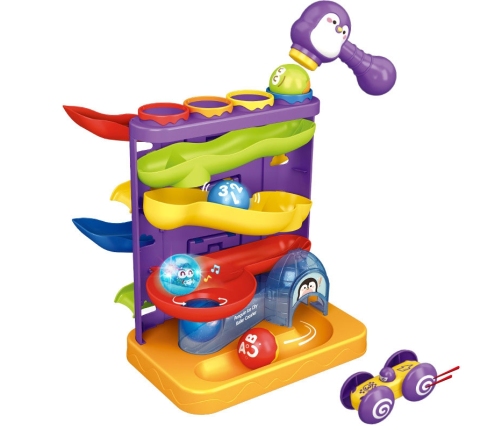 WOOPIE Tor Kulkowy Kulodrom 3w1 Wbijak z Młoteczkiem Zjeżdżalnia dla Samochodzików