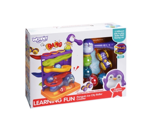 WOOPIE Tor Kulkowy Kulodrom 3w1 Wbijak z Młoteczkiem Zjeżdżalnia dla Samochodzików