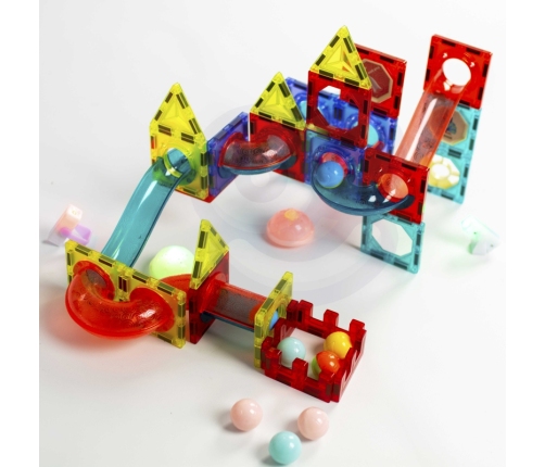 WOOPIE Klocki Magnetyczne Tor Kulkowy Świetlny 75 el.