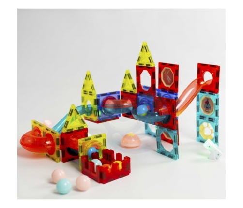 WOOPIE Klocki Magnetyczne Tor Kulkowy Świetlny 75 el.