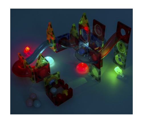 WOOPIE Klocki Magnetyczne Tor Kulkowy Świetlny 75 el.