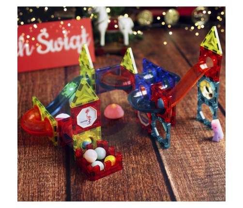 WOOPIE Klocki Magnetyczne Tor Kulkowy Świetlny 75 el.