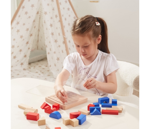 VIGA Drewniana Gra Budowanie Klocki 3D Montessori