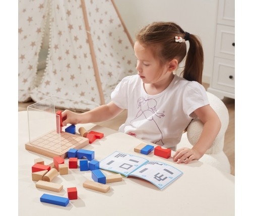 VIGA Drewniana Gra Budowanie Klocki 3D Montessori
