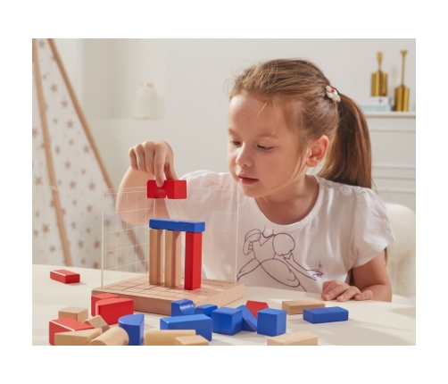 VIGA Drewniana Gra Budowanie Klocki 3D Montessori