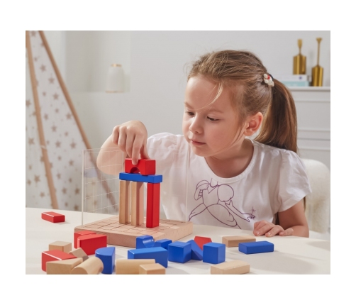 VIGA Drewniana Gra Budowanie Klocki 3D Montessori