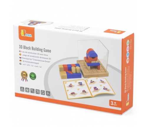 VIGA Drewniana Gra Budowanie Klocki 3D Montessori