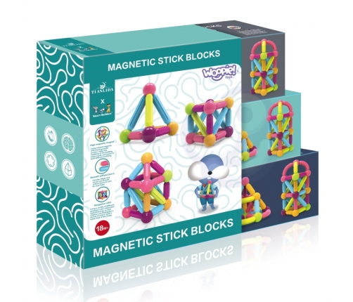 WOOPIE Magnetic Educational Construction Blocks Large Thick 38 pcs.