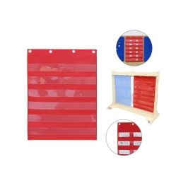 MASTERKIDZ Materiałowy Arkusz Do Wieszania Z Kieszonkami Na Fiszki I Obrazki Czerwony