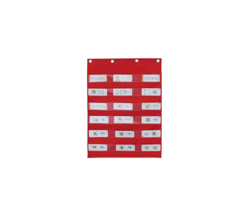 MASTERKIDZ Materiałowy Arkusz Do Wieszania Z Kieszonkami Na Fiszki I Obrazki Czerwony