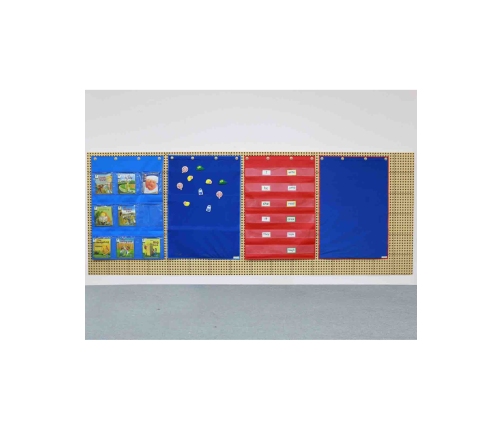 MASTERKIDZ Materiałowy Arkusz Do Wieszania Z Kieszonkami Na Fiszki I Obrazki Czerwony