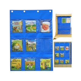 MASTERKIDZ Materiałowy Arkusz Do Wieszania Z Kieszonkami Na Książki i Obrazki Niebieski