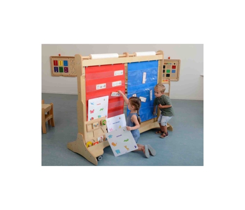 MASTERKIDZ Materiałowy Arkusz Do Wieszania Z Kieszonkami Na Książki i Obrazki Niebieski