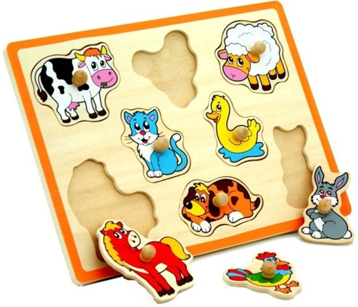 VIGA Drewniane Puzzle Zwierzęta z Farmy Układanka