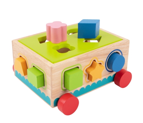 TOOKY TOY Drewniany Sorter Wózek Klocki 16 el.