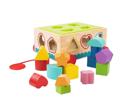 TOOKY TOY Drewniany Sorter Wózek Klocki 16 el.