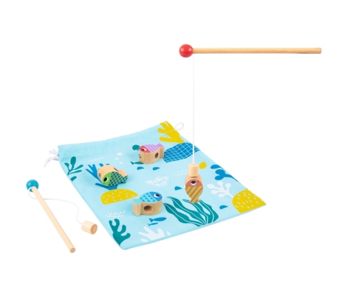 TOOKY TOY Drewniana Gra Wieloryb i Rybki Wielofunkcyjna 4 w 1