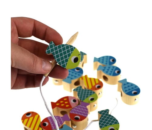 TOOKY TOY Drewniana Gra Wieloryb i Rybki Wielofunkcyjna 4 w 1