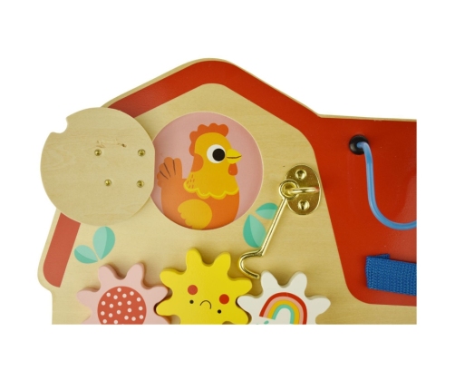 TOOKY TOY Drewniana Tablica Montessori Manipulacyjna Zamki Zębatki Pętle