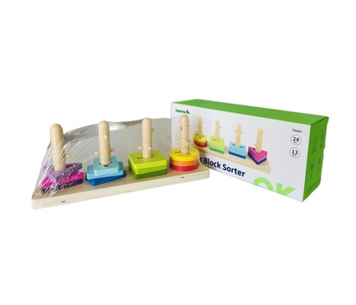 TOOKY TOY Sorter Kształtów z Kolorowymi Blokami Montessori