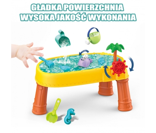 WOOPIE Stolik Wodny 2w1 Piaskownica Statek Piracki 8 akc.