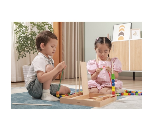 VIGA Drewniana Gra edukacyjna Logiczne koraliki  104 elementy Montessori