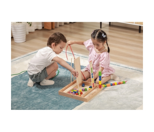 VIGA Drewniana Gra edukacyjna Logiczne koraliki  104 elementy Montessori