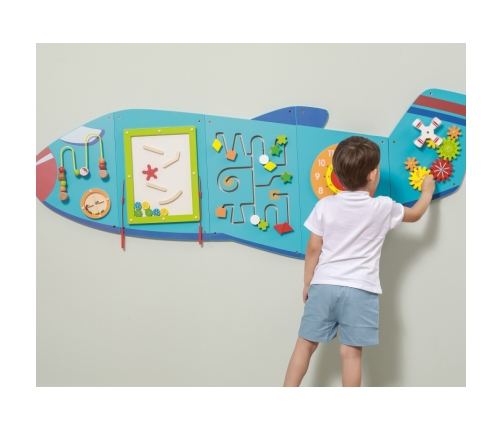 VIGA Drewniana Tablica Sensoryczna Manipulacyjna Samolot Certyfikat FSC Montessori