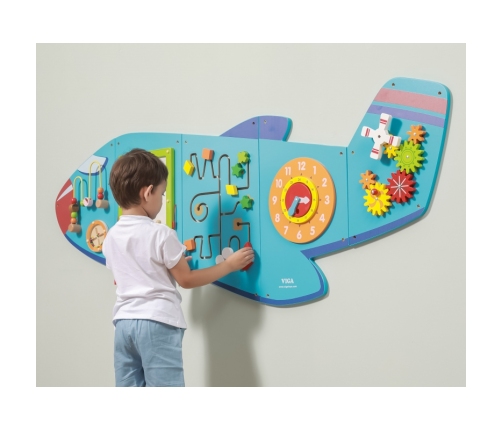 VIGA Drewniana Tablica Sensoryczna Manipulacyjna Samolot Certyfikat FSC Montessori