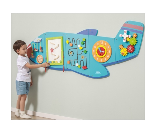 VIGA Drewniana Tablica Sensoryczna Manipulacyjna Samolot Certyfikat FSC Montessori