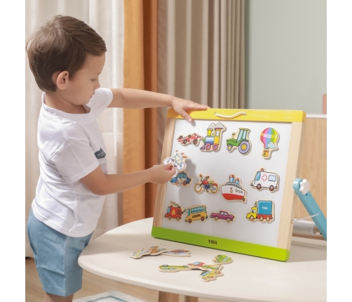 VIGA Drewniane magnesy pojazdy zestaw