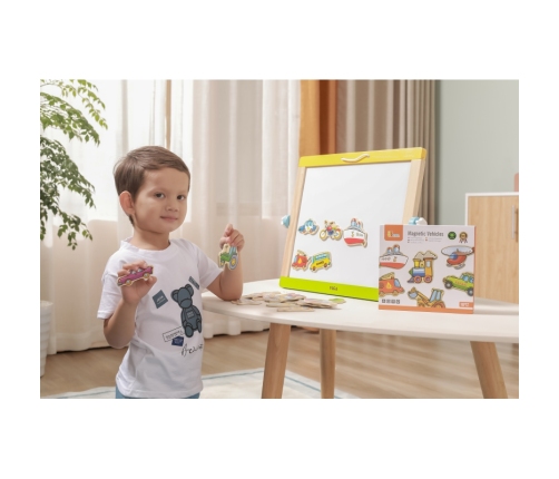 VIGA Drewniane magnesy pojazdy zestaw