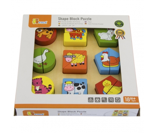 VIGA Puzzle Edukacyjne Drewniane Zwierzęta