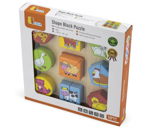 VIGA Puzzle Edukacyjne Drewniane Zwierzęta
