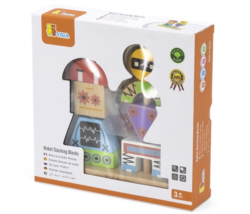 VIGA Układanka Piramidka Roboty + Wzory 8 el.