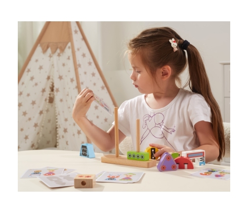 VIGA Układanka Piramidka Roboty + Wzory 8 el.