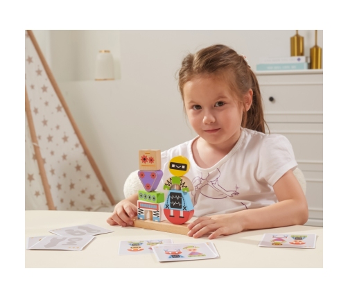 VIGA Układanka Piramidka Roboty + Wzory 8 el.