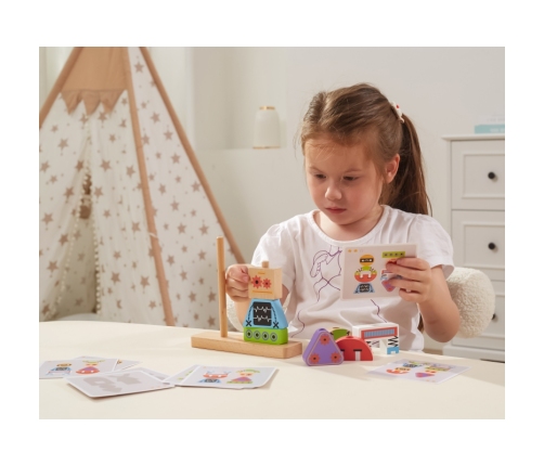 VIGA Układanka Piramidka Roboty + Wzory 8 el.