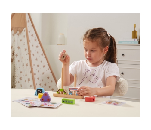 VIGA Układanka Piramidka Roboty + Wzory 8 el.