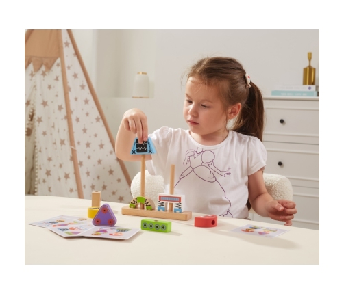 VIGA Układanka Piramidka Roboty + Wzory 8 el.