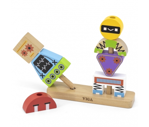 VIGA Układanka Piramidka Roboty + Wzory 8 el.