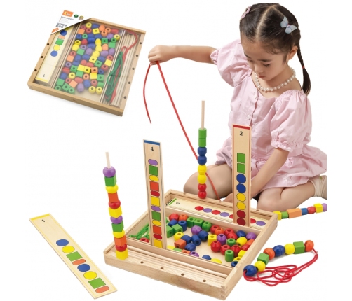 VIGA Drewniana Gra edukacyjna Logiczne koraliki  104 elementy Montessori