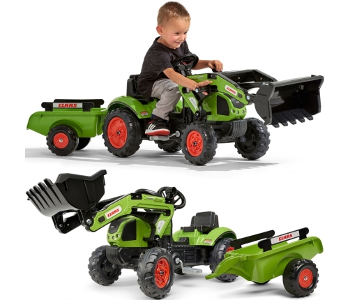 Falk Traktor Claas z Przyczepą i Łyżką na pedały