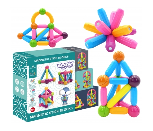 WOOPIE Magnetic Educational Construction Blocks Large Thick 38 pcs.
