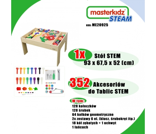 MASTERKIDZ Drewniany Stół Edukacyjny +AKCESORIA STEM WALL