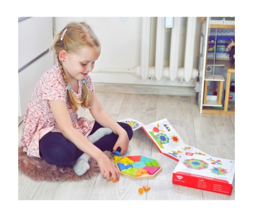 TOOKY TOY Puzzle Ośmiokątne Drewniana Mozaika Edukacyjna (73el.)