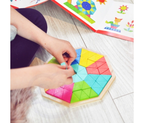 TOOKY TOY Puzzle Ośmiokątne Drewniana Mozaika Edukacyjna (73el.)