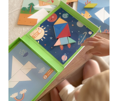 TOOKY TOY Puzzle Tangram Układanka dla Dzieci Nauka Kształtów Figury Kształty 18el.