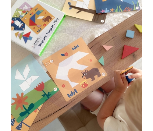 TOOKY TOY Puzzle Tangram Układanka dla Dzieci Nauka Kształtów Figury Kształty 18el.